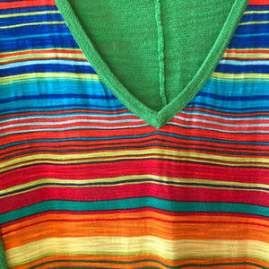 unknown Tops - Bright Green / Rainbow Striped Tee sz 2/3X unknown Tops - Bright Green / Rainbow Striped Tee sz 2/3X